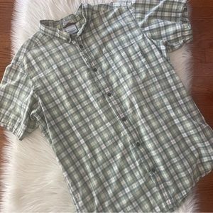 Columbia Vented Short Sleeve Outdoor Hiking Button Down Plaid Shirt Size XL